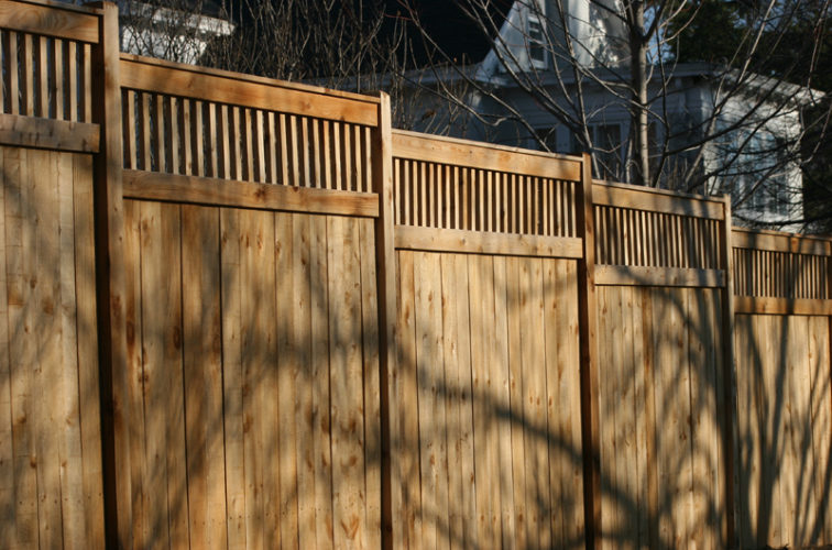AmeriFence Corporation Wichita - Wood Fencing, 1054 Custom Solid with Accent Top