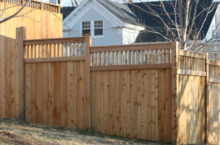 AmeriFence Corporation Wichita - Wood Fencing, 1056 Custom Solid with Accent Top