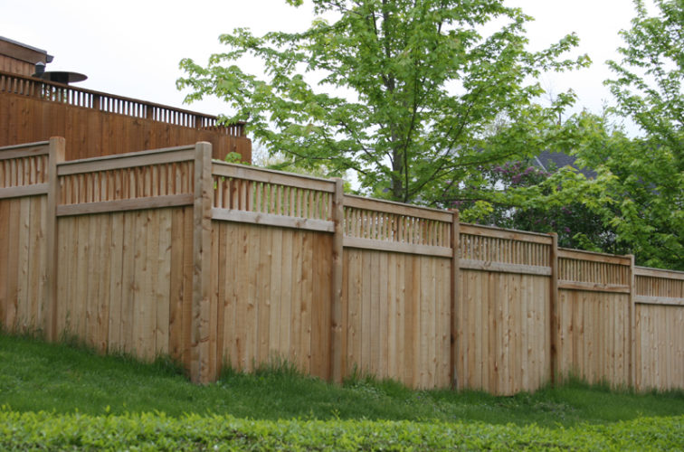 AmeriFence Corporation Wichita - Wood Fencing, 1067 Custom Solid with Accent Top