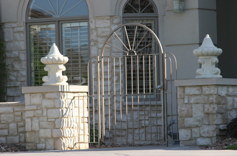 AmeriFence Corporation Wichita - Custom Gates, 1301 Court yard gate with sun burst and finials