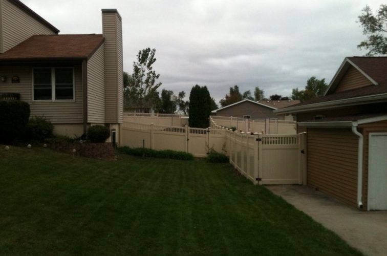 AmeriFence Corporation Wichita - Vinyl Fencing, 6' Tan Solid PVC with Accent - AFC - IA